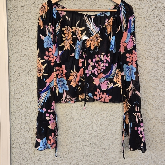 Free People Of Paradise Long Sleeve Floral Blouse - Picture 2 of 8